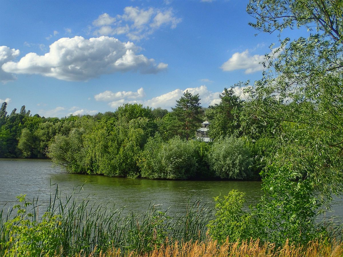 Коржевская водяная мельница и осторов с церковью